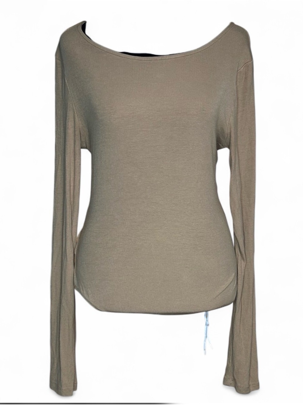 Princess Polly XX  Long Sleeve Boatneck Bodysuit 10 in Taupe